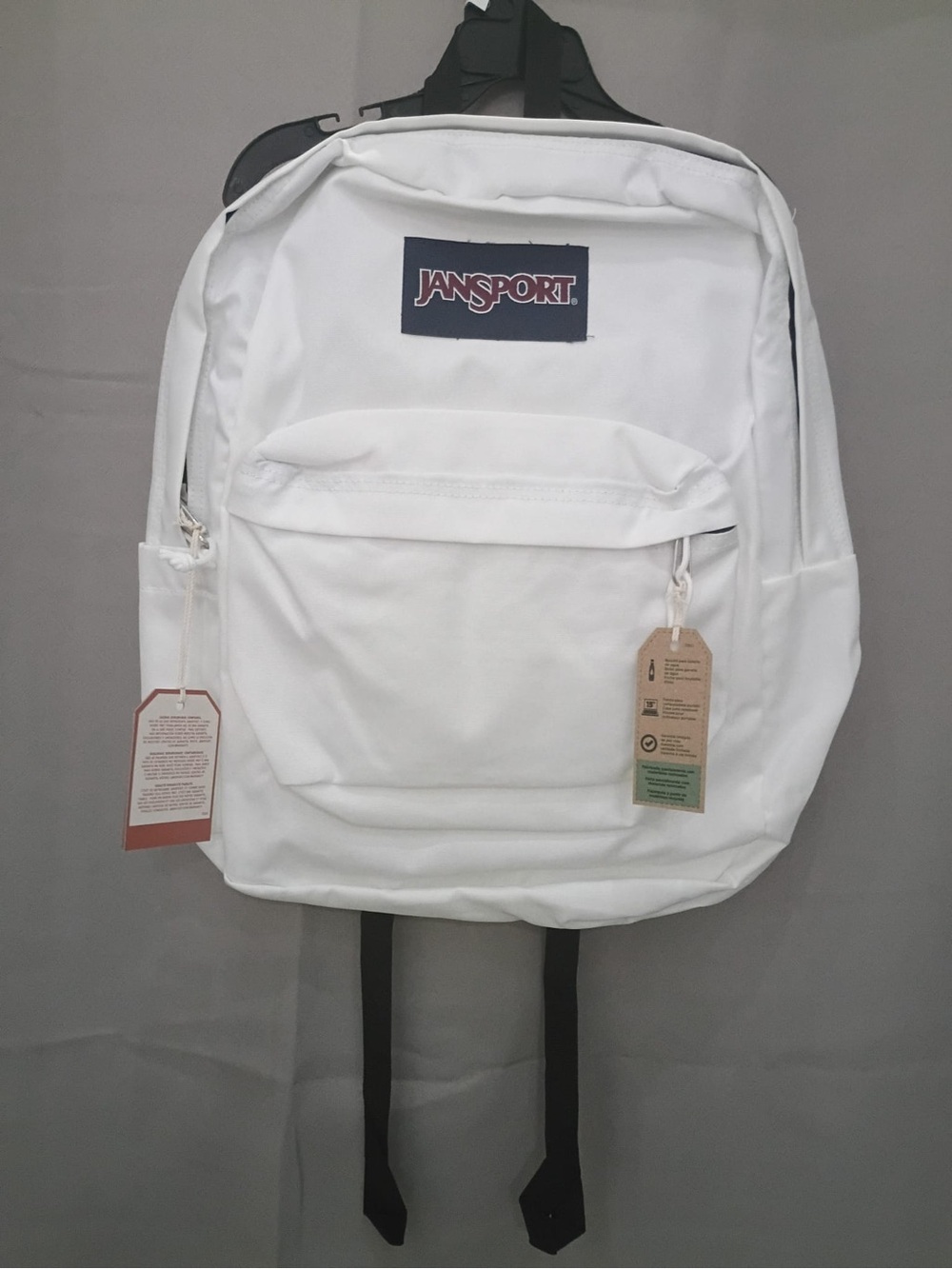 Jansport White Classic Daypack with Black Accents
